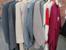 A QUANTITY OF GENTS VINTAGE CLOTHING, comprising a Burton Tailored wool / mink overcoat - 44