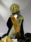 A COLLECTION OF VINTAGE FUR AND FAUX FUR HATS, COLLARS AND STOLES ETC (14)
