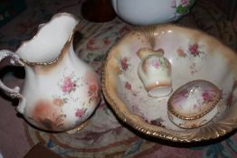 A VINTAGE FLORAL JUG AND BOWL SET