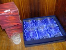 TWO BOXED ROYAL BRIERLEY DRINKING GLASS SETS TOGETHER WITH A SCHOTT SIX TUMBLER SET