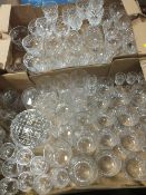 TWO TRAYS OF CUT GLASS DRINKING GLASSES TO INCLUDE TUDOR CRYSTAL