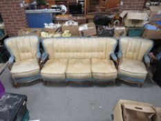 A VINTAGE WING BACK 3 PIECE SUITE