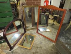 FIVE ASSORTED LARGE MIRRORS INCLUDING A GILT EXAMPLE (5)