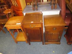 THREE ASSORTED OAK BEDSIDE CABINETS (3)