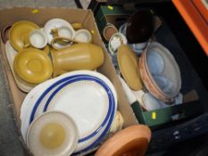 TWO TRAYS OF CERAMICS AND STONEWARE TO INCLUDE DENBY