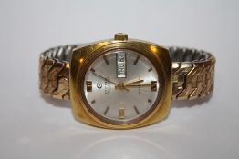 A GENTS VINTAGE CYMA NAVY STAR AUTOMATIC DAY DATE WRISTWATCH