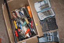 A BOX OF HAND TOOLS ETC