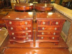 TWO SMALL REPRODUCTION MAHOGANY CHEST OF DRAWERS INCLUDING A SERPENTINE EXAMPLE