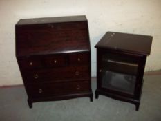 A STAG MAHOGANY WRITING BUREAU AND A STAG MEDIA HIFI UNIT