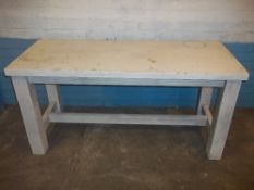 A STRONG PITCH PINE TABLE WORK BENCH