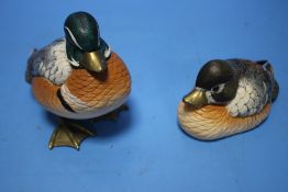TWO SMALL MODELS OF DUCKS SIGNED 
