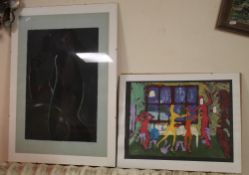 TWO MODERN FRAMED LITHOGRAPHS, ONE SIGNED M. MARTIN THE OTHER INDISTINCT