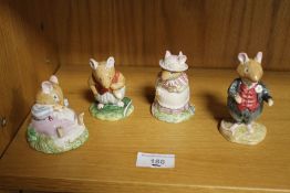 FOUR ROYAL DOULTON BRAMBLEY HEDGE FIGURES, MR TOADFLAX, DUSTY DOGWOOD, BASIL, OLD MRS EYEBRIGHT