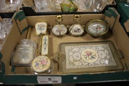 A 1950S DRESSING TABLE SET