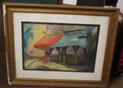 MARJORIE MARTIN - A FRAMED PICTURE OF A FRENCH STREET SCENE