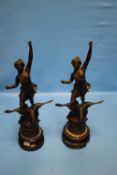 A PAIR OF FRENCH SPELTER FIGURES 