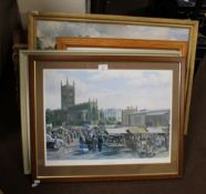 A PRINT OF OLD WOLVERHAMPTON ALONG WITH A QUANTITY OF FRAMED PICTURES AND PRINTS
