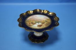 A 19TH CENTURY HAND PAINTED COMPORT 