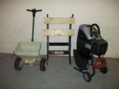 A GARDEN SHREDDER, A WORKMATE AND A GRIT SPREADER (3)