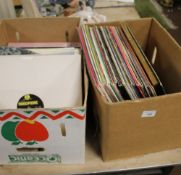 TWO BOXES OF LP RECORDS, MAINLY EASY LISTENING AND POP MUSIC TO INCLUDE BEATLES, ELTON JOHN. GENE