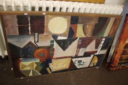 ABSTRACT ART ON WOOD TITLED 