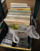 A TRAY OF CLASSICAL AND POP LP RECORDS, SINGLES AND TAPES, A BAG OF UNSLEEVED SINGLES MAINLY