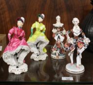 TWO ADDERLEY POTTERY LADY FIGURES AND TWO ITALIAN FIGURES