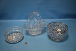 THREE PIECES OF CUT GLASS