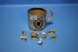 A QUANTITY OF FIRST SERIES WADE WHIMSY FIGURES AND A WEDGWOOD ROYAL MUG