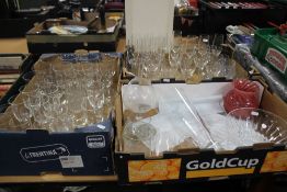 THREE TRAYS OF GLASSWARE