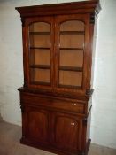 A VICTORIAN MAHOGANY BOOK CASE SECRETAIRE, 120 CM WIDE