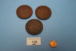 THREE WOLVERHAMPTON SCHOOL BRONZE MEDALS