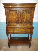 AN ANTIQUE NARROW OAK DROP DOWN WRITING DESK BUREAU