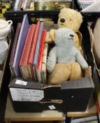 A VINTAGE JOINTED CHAD VALLEY TEDDY BEAR, H 35 CM AND ANOTHER CHAD VALLEY SOFT TOY TOGETHER WITH 9