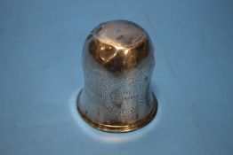 A 19TH CENTURY FRENCH SILVER BEAKER WITH MERCURY HEAD ASSAY MARKS ENGRAVED 