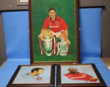 THREE ORIGINAL OIL PORTRAITS OF MANCHESTER UNITED PLAYERS SIGNED 'PAC'