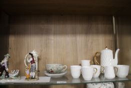 A QUANTITY OF CERAMICS TO INCLUDE TWO CONTINENTAL FIGURES