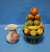 A FRUIT TABLE CENTRE, A JUG ETC.
