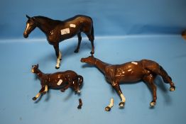 THREE BESWICK HORSES A/F