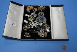 A COLLECTION OF VINTAGE COSTUME BROOCHES