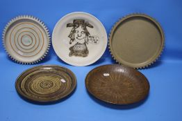 FIVE STUDIO POTTERY PLAQUES