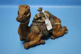 A COLD PAINTED SPELTER CAMEL INKWELL