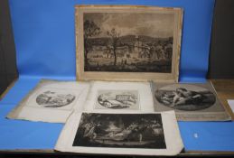 AFTER JOHN HENDRICK ROOS, TWO ENGRAVINGS OF CLASSICAL SCENES TOGETHER WITH 