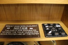 TWO CAST IRON RAILWAY SIGNS