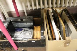 A JVC TV PLAYER, A MATSUI VIDEO RECORDER, WOODEN JEWELLERY BOX, A QUANTITY OF PICTURES AND BOOKS