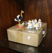 A ROBERT HARROP OSTRICH AND A QUANTITY OF TETLEY TEA FIGURES
