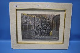 AN ITALIAN 800 SILVER RELIEF DECORATED PLAQUE
