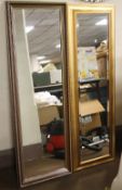 TWO RECTANGULAR MIRRORS, THE TALLEST 132 X 45 CM