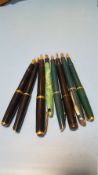 EIGHT FOUNTAIN PENS TO INCLUDE A PARKER AND AN OSMIROID