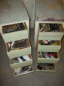 TWO FOUR-DRAWER VINTAGE TOOL CHESTS WITH TOOLS INCLUDED